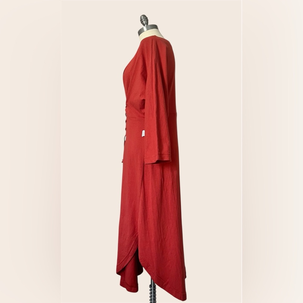 Free People Beach NWT Boho Lace-Up Midi Dress Terracotta Rust Cotton Size Small - Picture 3 of 12